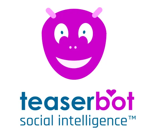 Teaserbot logo with tagline 'Social intelligence'.